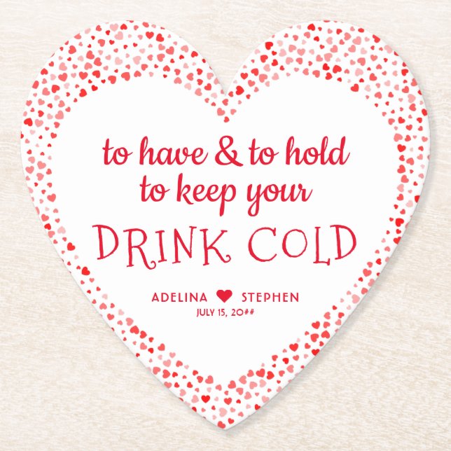 Funny Quote Red Pink Colourful Wedding Favour Drin Paper Coaster (Front)