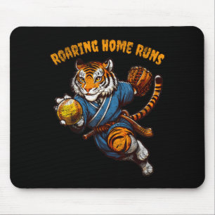 Funny Quote Roaring Home Run Ball Retro Tiger Love Mouse Mat
