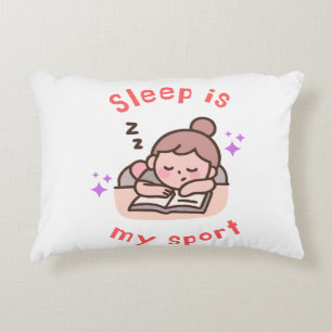 Funny Quote Sleepy Character Pastel Pink Decor Decorative Cushion