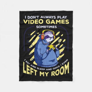 Funny Quote Sloth Playing Video Games Funny Retro  Fleece Blanket