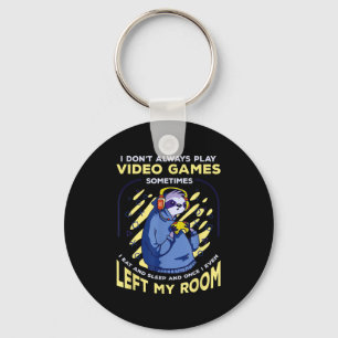 Funny Quote Sloth Playing Video Games Funny Retro Key Ring