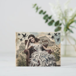 Funny Quote Vintage Woman in a Fork Dress Postcard