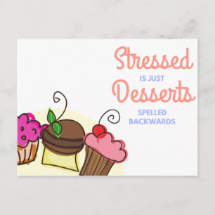 Funny Quote White Illustrated Desserts Postcard