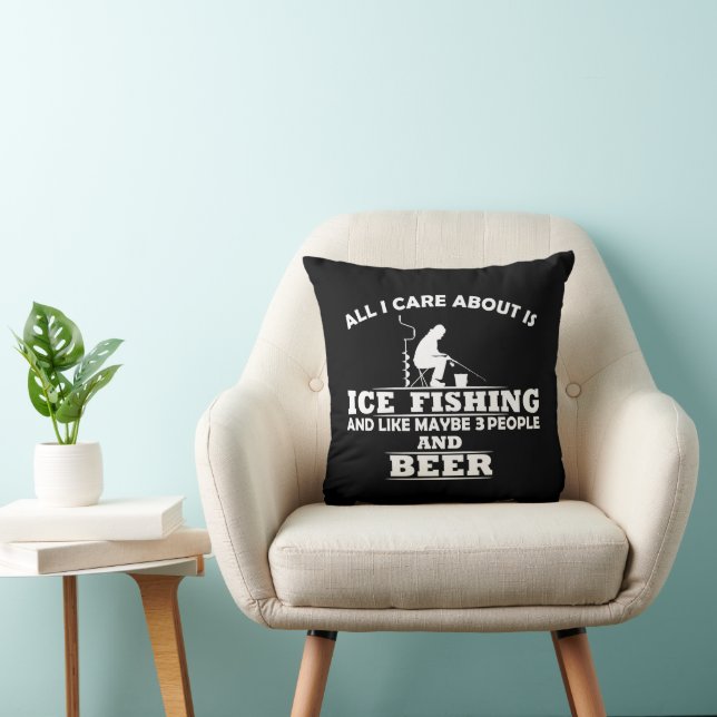 funny quotes about ice fishing and drinking lovers cushion (Chair)