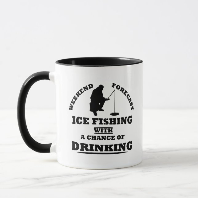 funny quotes about ice fishing and drinking lovers mug (Left)