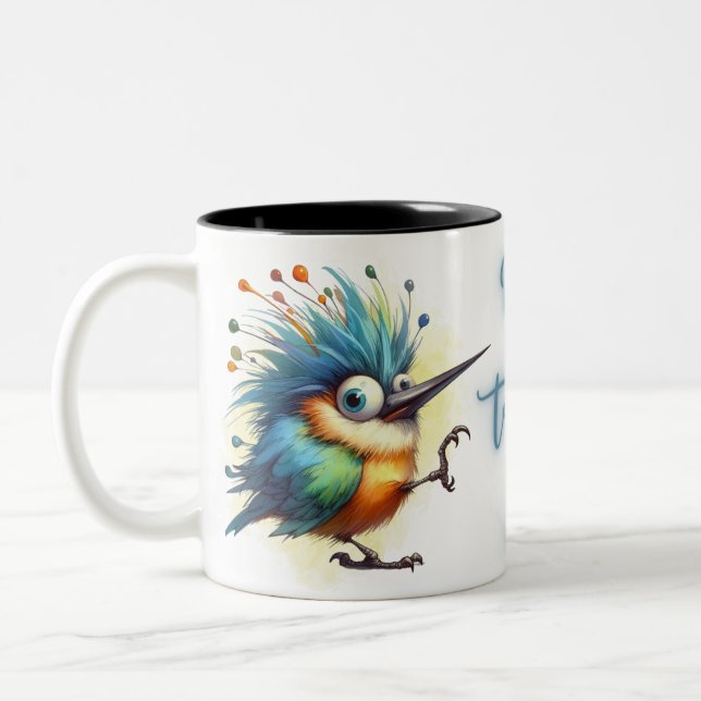 Funny Quotes Funny Quirky Whimsical Bird  Two-Tone Coffee Mug (Left)