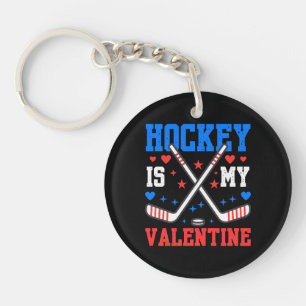 Funny Quotes Ice Hockey Is My Valentine Sport Team Key Ring