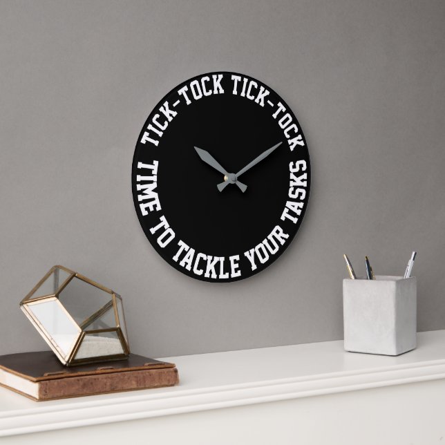 Funny Quotes Motivational Black Round Wall Clock (Office)