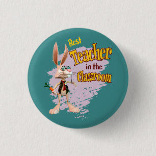 Funny Rabbit Best Teacher in the Classroom 3 Cm Round Badge
