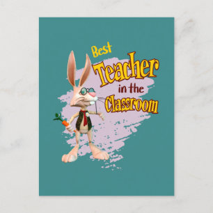 Funny Rabbit Best Teacher in the Classroom Holiday Postcard