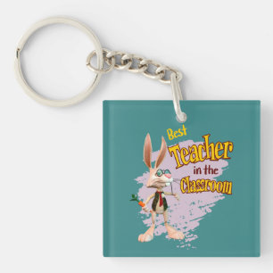 Funny Rabbit Best Teacher in the Classroom Key Ring