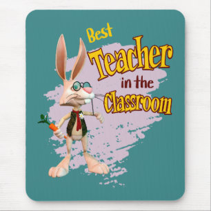 Funny Rabbit Best Teacher in the Classroom Mouse Mat