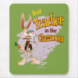 Funny Rabbit Best Teacher in the Classroom Mouse Mat