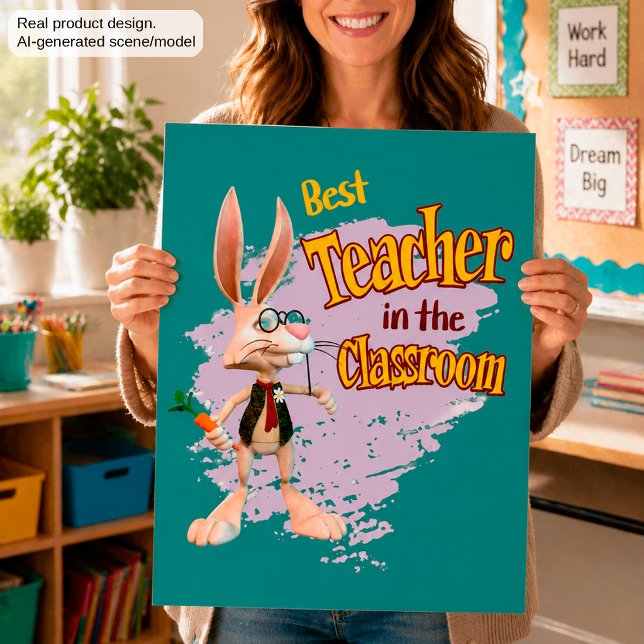 Funny Rabbit Best Teacher in the Classroom Poster (Creator Uploaded)