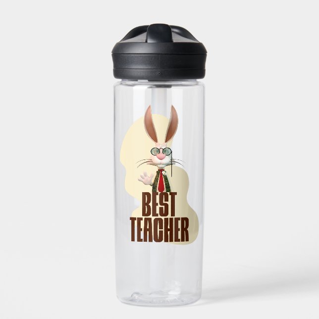 Funny Rabbit Best Teacher Water Bottle (Front)