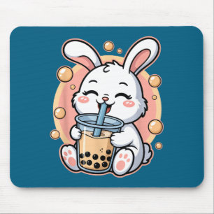Funny Rabbit Boba Tea Bubble Tea Mouse Mat