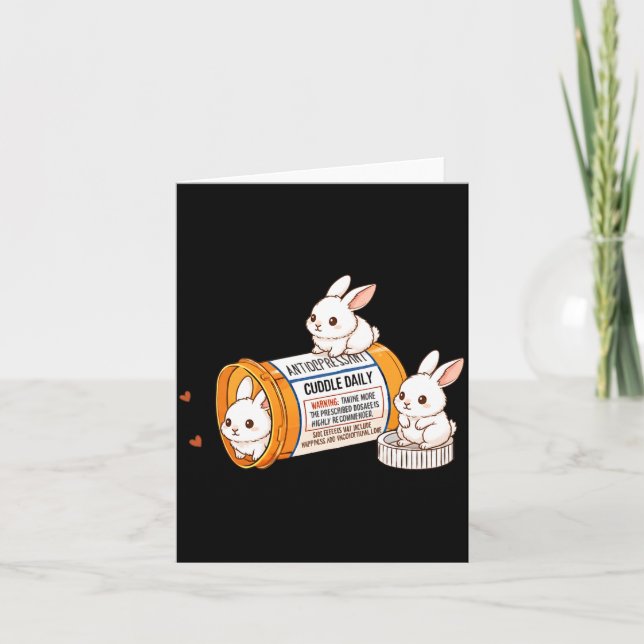 Funny Rabbit Bunny Anti Depressant Zoo Boys Girls  Card (Front)