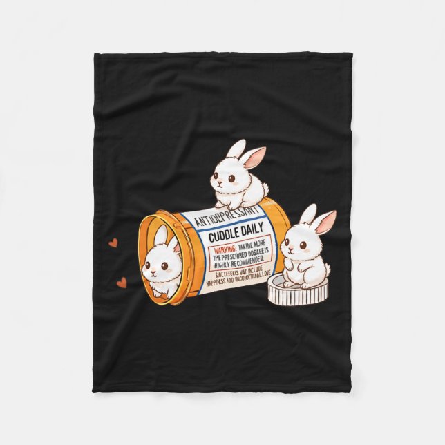 Funny Rabbit Bunny Anti Depressant Zoo Boys Girls  Fleece Blanket (Front)
