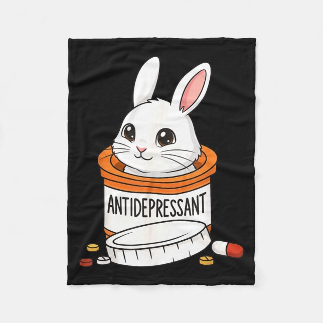 Funny Rabbit Bunny Anti Depressant Zoo Boys Girls  Fleece Blanket (Front)