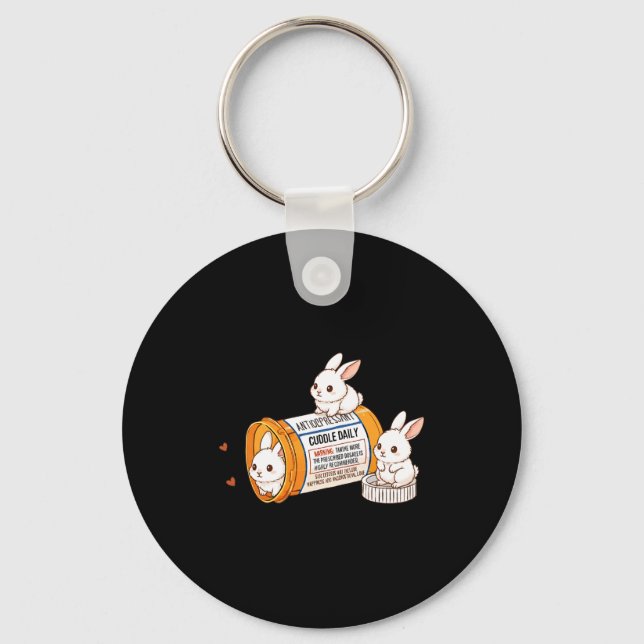 Funny Rabbit Bunny Anti Depressant Zoo Boys Girls  Key Ring (Front)