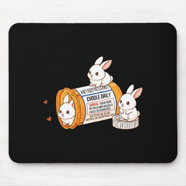 Funny Rabbit Bunny Anti Depressant Zoo Boys Girls  Mouse Mat (Front)
