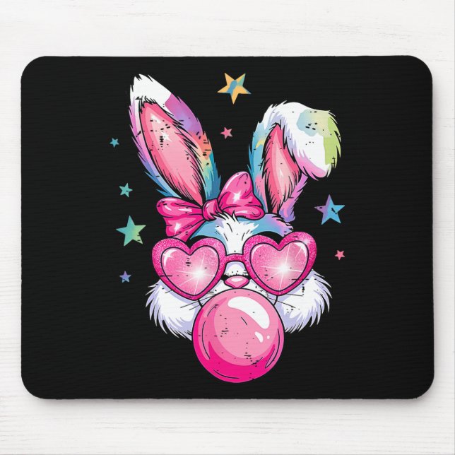 Funny Rabbit Bunny Blowing Bubble Coquette Cute Ea Mouse Mat (Front)