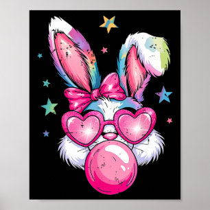Funny Rabbit Bunny Blowing Bubble Coquette Cute Ea Poster