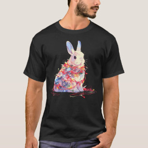 Funny Rabbit Bunny Christmas Tree Lights Xmas Boys T-Shirt