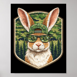 Funny Rabbit Bunny Hunting Camo Happy Easter Men K Poster