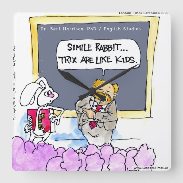 Funny Rabbit Grammar Police Wall Clock (Front)