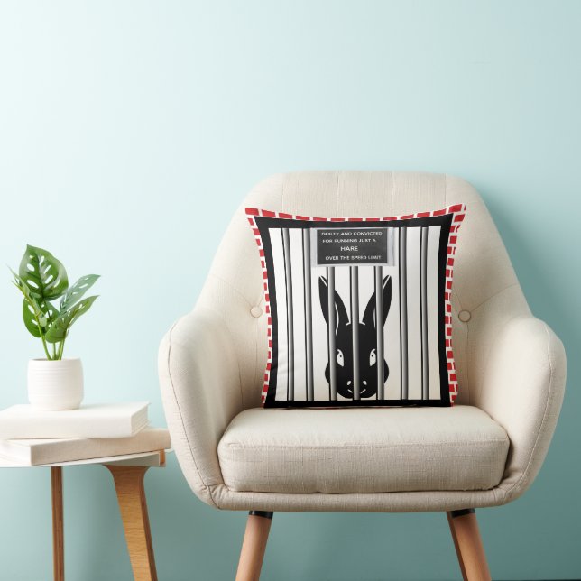 Funny Rabbit Hare prisoner Throw Pillow (Chair)