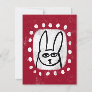 Funny Rabbit On Red Greeting Card
