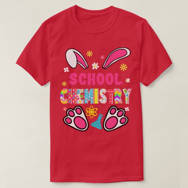Funny Rabbit School Chemistry Easter Day Eggs Bunn T-Shirt (Design Front)