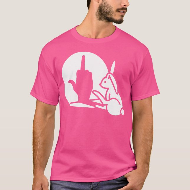 Funny Rabbit Shadow Hand Middle Finger Sign The Fi T-Shirt (Front)