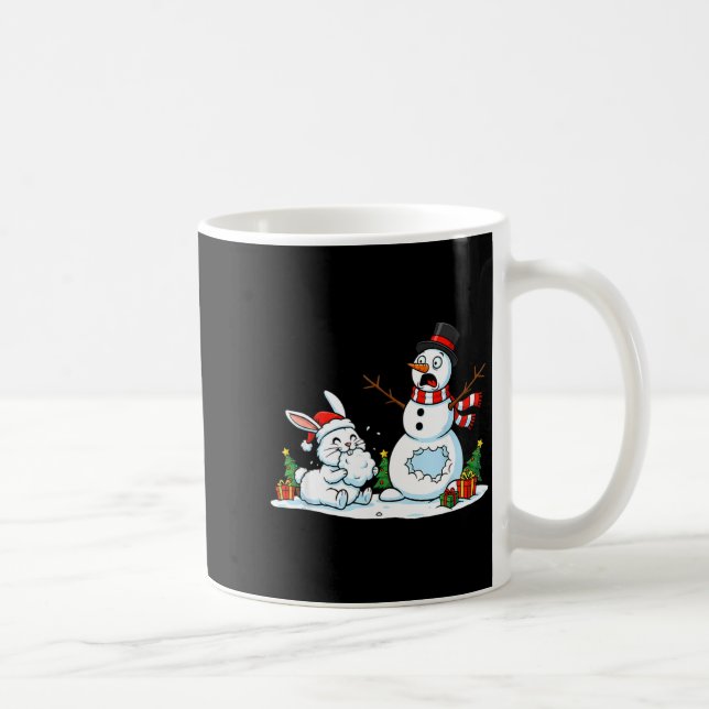 Funny Rabbit Snowman Christmas Bunny Womens Mens K Coffee Mug (Right)