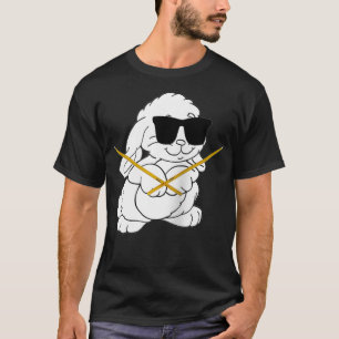 Funny Rabbit Wearing Sunglasses Playing Drums  T-Shirt