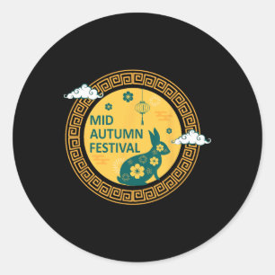 Funny Rabbits Mooncake Chinese New Year Mid Autumn Classic Round Sticker