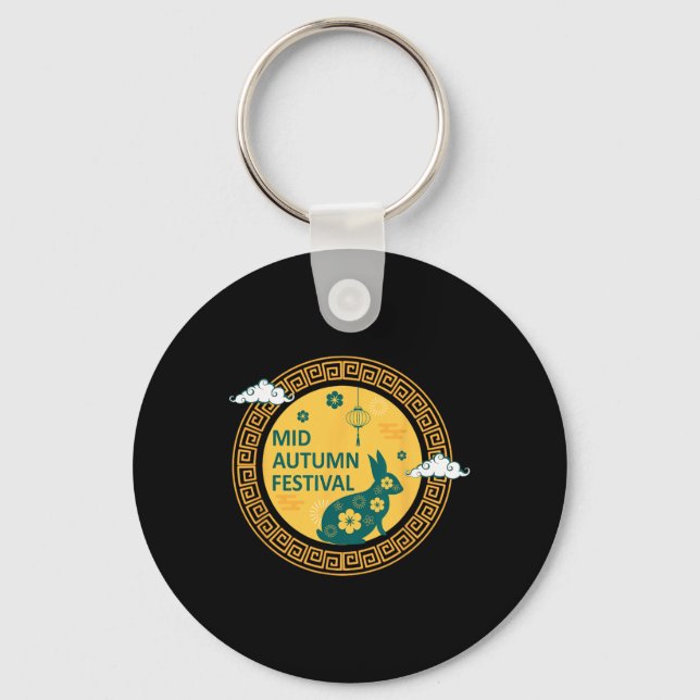 Funny Rabbits Mooncake Chinese New Year Mid Autumn Key Ring (Front)