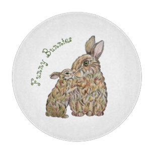 Funny rabbits. Pencil drawing Cutting Board