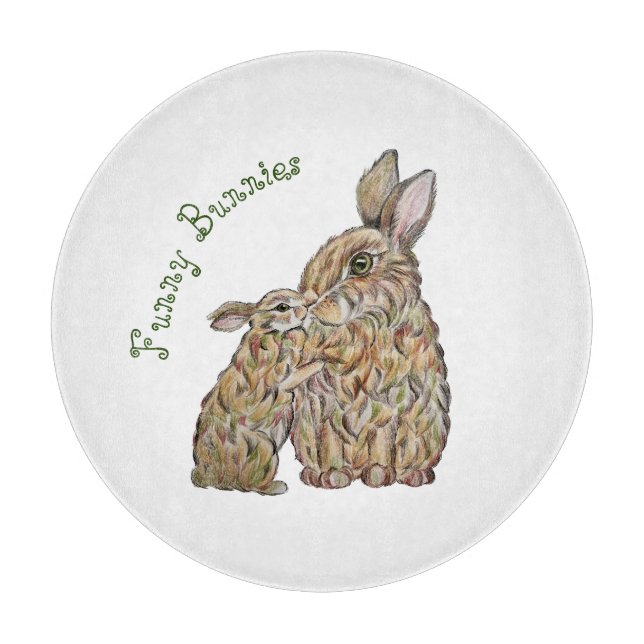 Funny rabbits. Pencil drawing Cutting Board (Front)