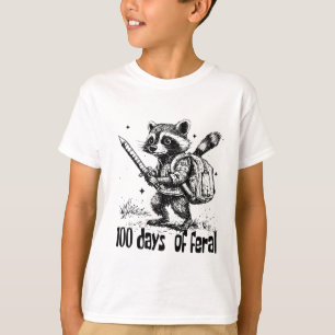 Funny Raccoon 100 Days Of Feral School Chaos T-Shirt
