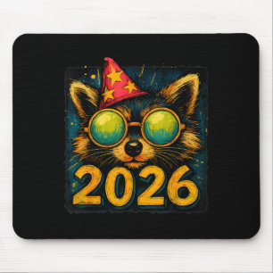 Funny Raccoon 2026 New Year Party Animal Celebrati Mouse Mat