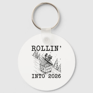 Funny Raccoon 2026 Snarky New Year, Rollin' 2025 I Key Ring