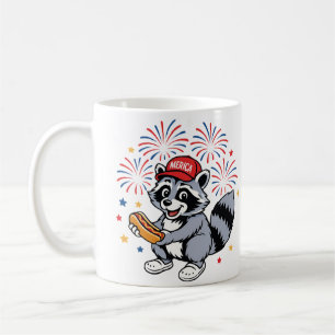 Funny Raccoon 4th Of July Patriotic Cute Red White Coffee Mug