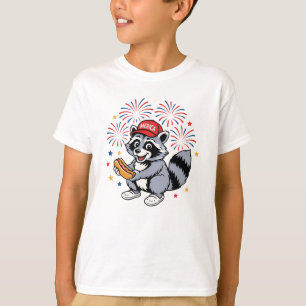 Funny Raccoon 4th Of July Patriotic Cute Red White T-Shirt