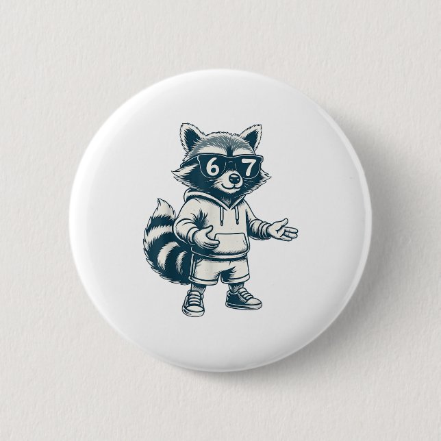 Funny Raccoon 67 Meme Six Seven  6 Cm Round Badge (Front)