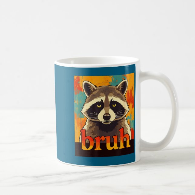 Funny Raccoon Bruh Meme Teens Boys Girls Men Graph Coffee Mug (Right)