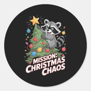 Funny Raccoon Christmas Trash Panda Xmas  Classic Round Sticker