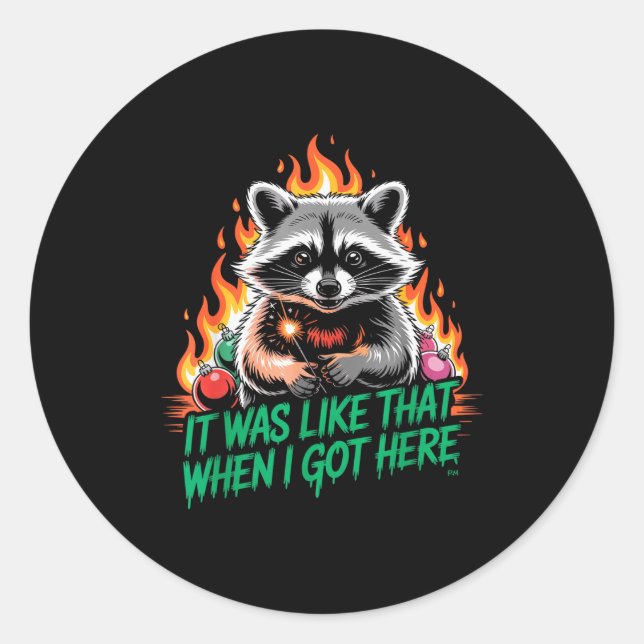 Funny Raccoon Christmas Trash Panda Xmas  Classic Round Sticker (Front)