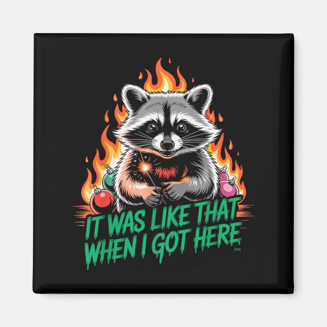 Funny Raccoon Christmas Trash Panda Xmas  Magnet (Front)